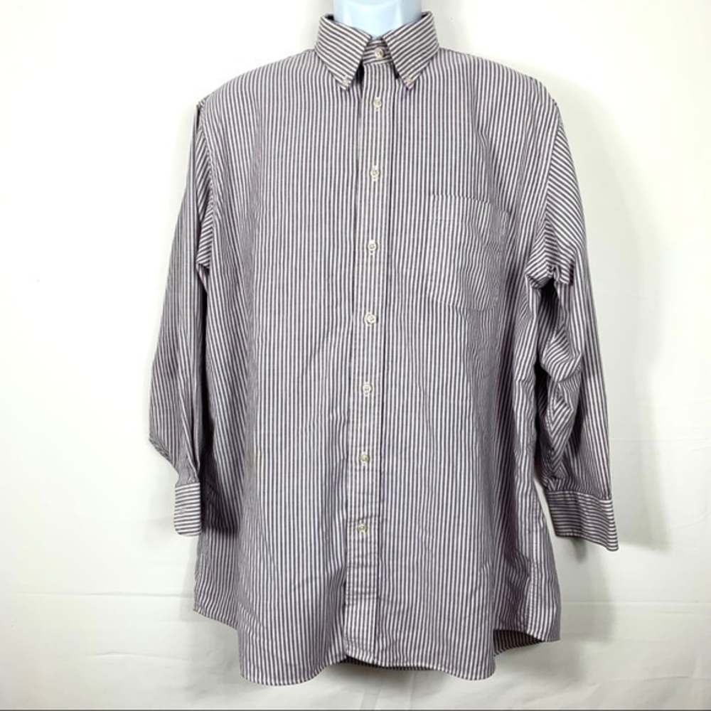 STAFFORD Men’s Casual shirt striped purple Sz 17